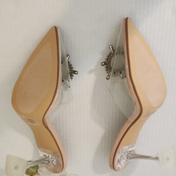Lulus Women's Size 11 Clear Midnight Light Nude Pointed-Toe Heels - Picture 8 of 8